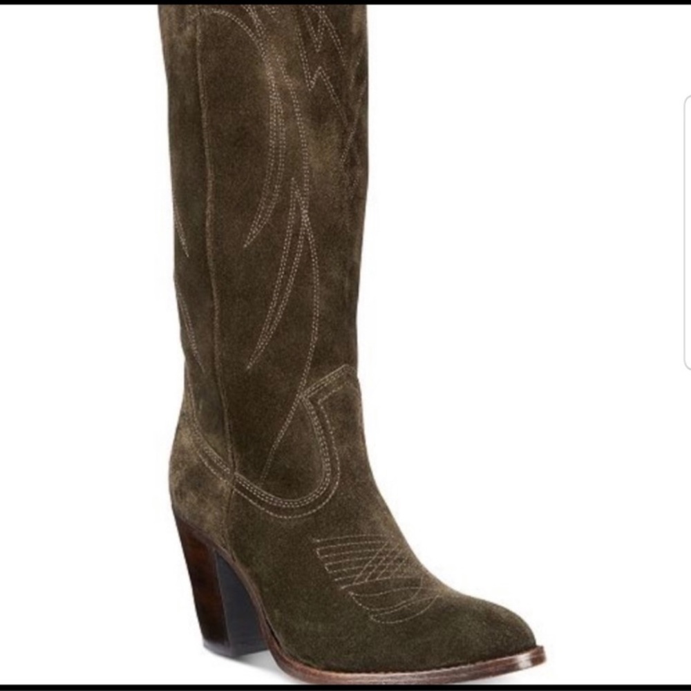 ✨ Frye Ilana Western Tall Leather Boots | Olive Fatigue | Size 8M